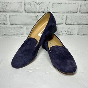 Vintage Talbots suede mules womens size 7.5 blue old money dark academia preppy